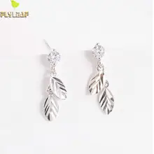 Форзац 925 пробы серебряные кубические циркония маленькие листья серьги-гвоздики для женщин гипоаллергенные женские модные ювелирные изделия