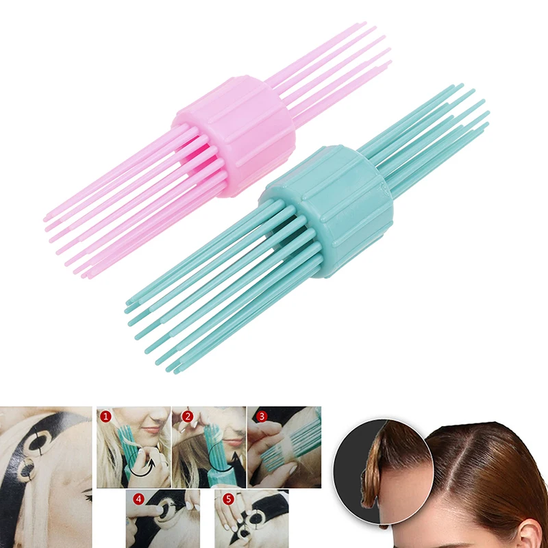 

1pc Vintage Rolling Hair Style Comb Double Head Hairbrush Pinned Curl Roll Bang Stand-up Roll Brush Hair Roller Fun Hairstyle