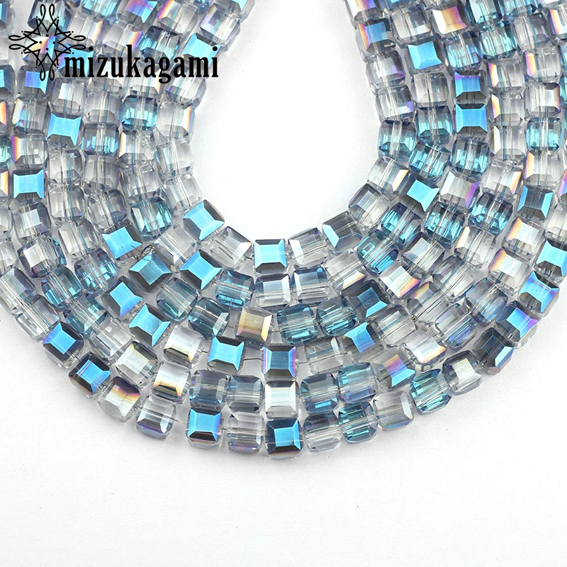 

6mm 95pcs/lot Blue Crystal Cube Square Beads Decorative Glass Transparent Loose Beads For DIY Jewelry Making Accessories