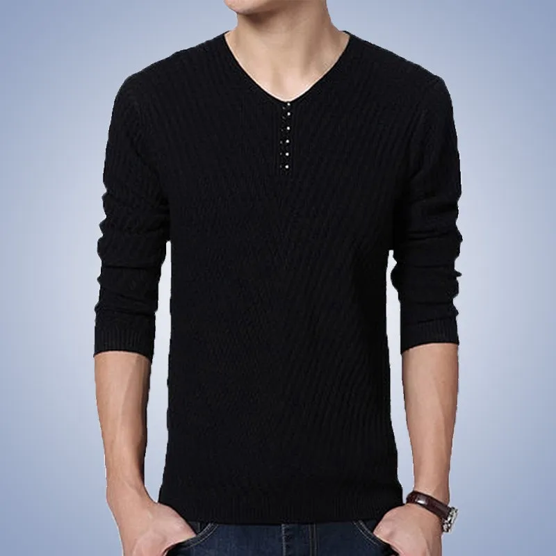 Winter V-Neck Sweater Men Cashmere Pullover Christmas Sweater Mens Knitted Sweaters Pull Homme Jersey Hombre Male Clothes