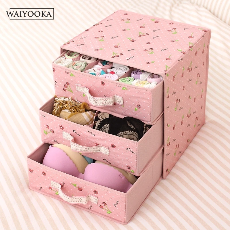2019Collapsible Thicken Bra Underwear Storage Box 3 layers For Home Women Clothes Necktie Socks Drawer Closet Organizers | Дом и сад