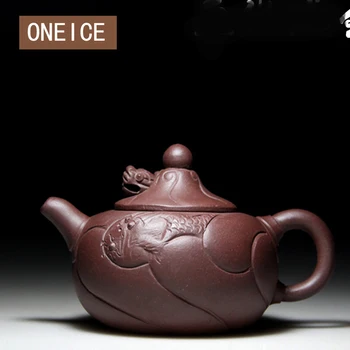 

Yixing Tea Teapot Masters Handmade Mine Purple Mud Small Dragon Fish Pot Chinese Tea Set tea pot 180ml