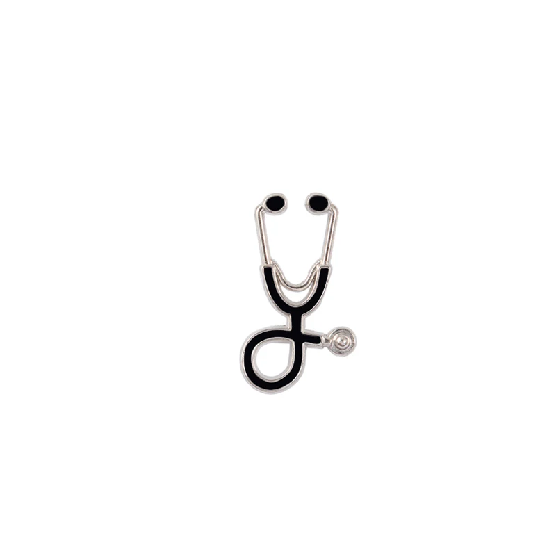 18 цветов мини брошь в виде стетоскопа креативный доктор рубашка медсестры нагрудные булавки красочные эмалированные значки на кнопках медицинские Ювелирные изделия Подарки - Окраска металла: Silver Black