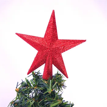 

2pcs/lot 11cm Christmas Tree Glitter Plastic Topper Star Table Decor Craft DIY Accessories New Year Tree Decoration