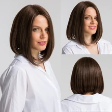 Элемент 12 дюймов синтетический парик смесь 50% человеческие волосы средний пробор Мода Косплей вечерние парики для женщин Средний размер крышки