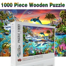 Подводный мир головоломки 1000 шт. взрослых головоломка деревянные головоломки мультфильм Пазлы для детей развивающие игрушки, подарки