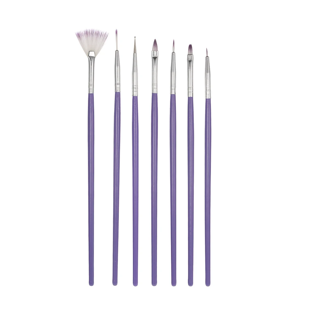 7Pcs Nail Brush Set Wood Handle Gradient Color Design UV Gel Polish Drawing Dotting Painting Pen DIY Tools Liner | Красота и здоровье