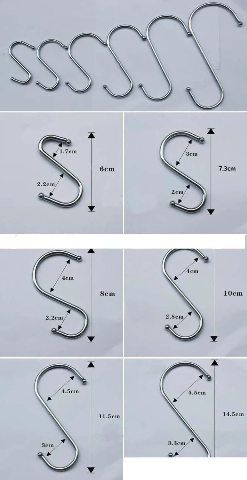 10 шт./компл. металлический s-образный крючки для ванной и кухни Крючки-вешалки многофункциональный для хранения всякой всячины, крючки, станок и Вешалки держатель