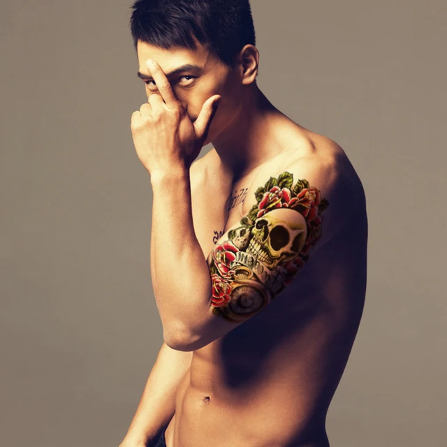 2PCS Skull Sticker Tattoos Temporary Tatto Waterproof Temporary Tattoo For Men Arm Sticker Tattoo Sleeve Body Art Shoulder 2PCS Skull Sticker Tattoos Temporary Tatto Waterproof Temporary Tattoo For Men Arm Sticker Tattoo Sleeve Body Art Shoulder
