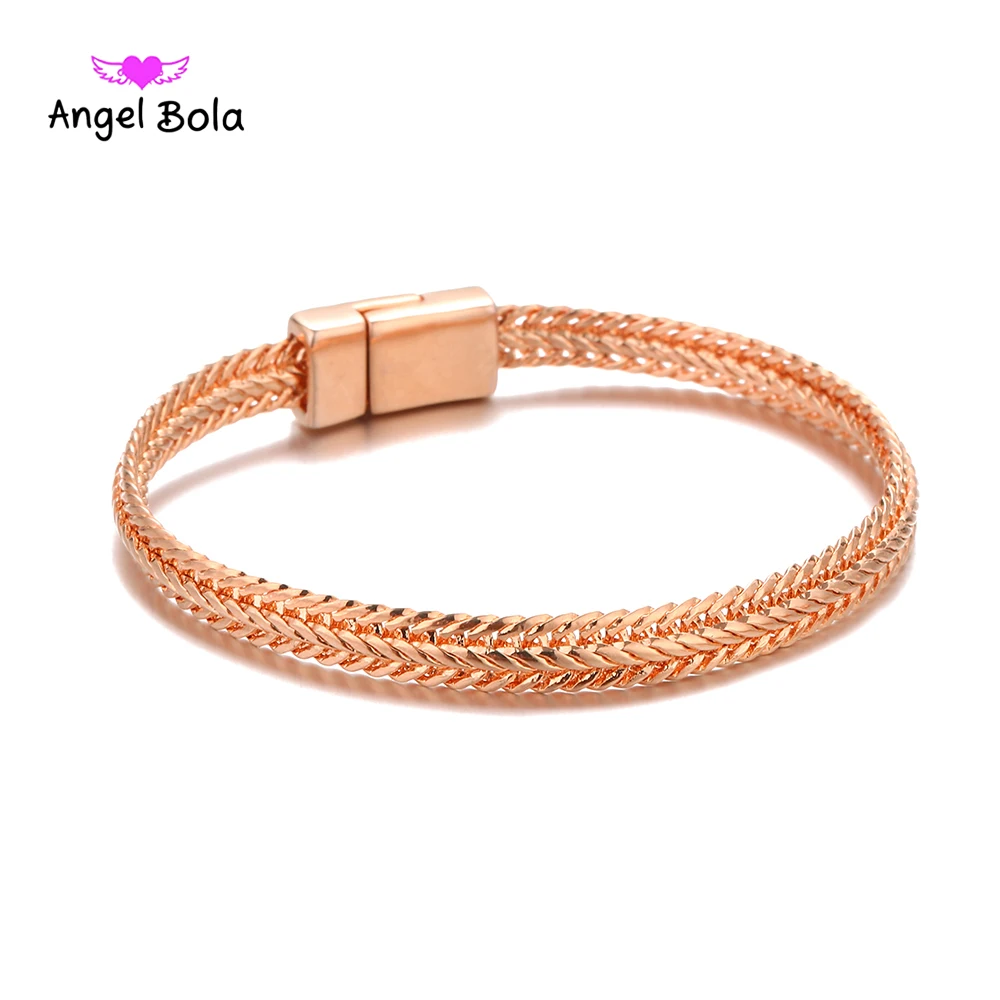 Новые модные звено цепи золотого и розового золота браслет Для женщин тяжёлый 5 мм Широкие мужские браслеты Будды браслет в форме велосипедной цепи B1019-6