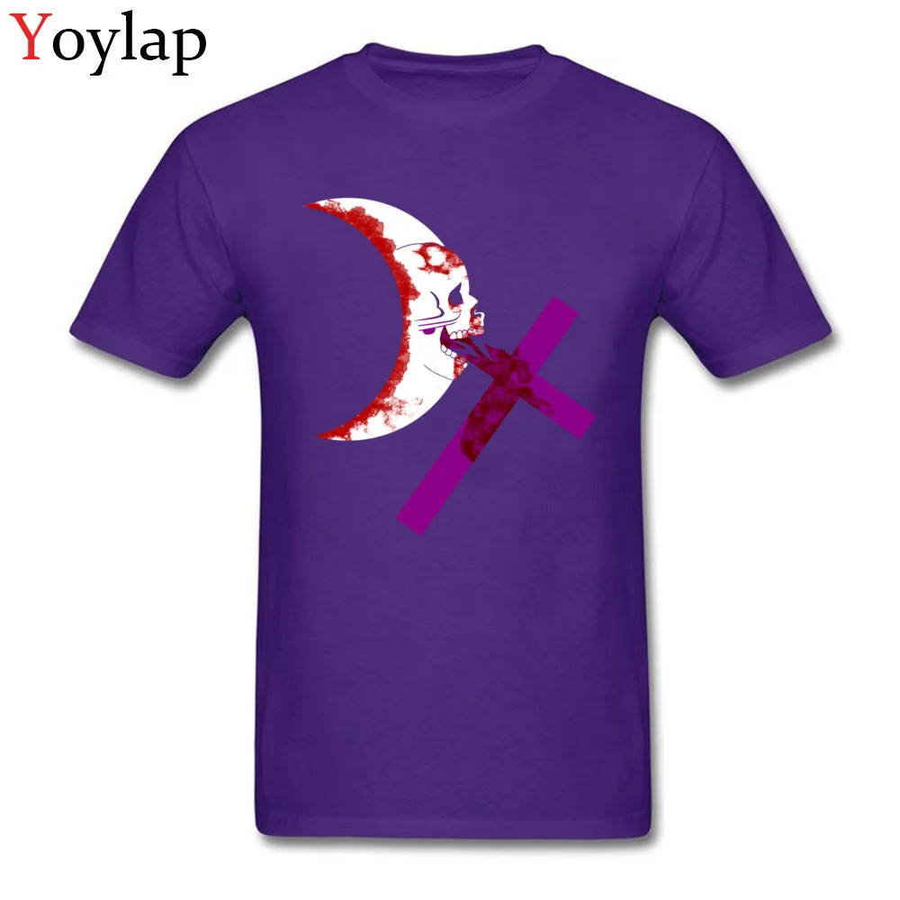 Newest Party Short Sleeve Tops Shirt Scarlet Moon Flag Summer Autumn Round Neck Cotton Adult T-shirts Party Tee-Shirts purple