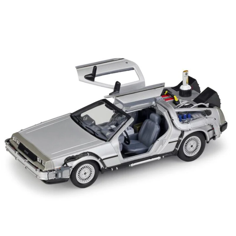 1/24 Scale Metal Alloy Car Diecast Model Part 1 2 3 Time Machine DeLorean DMC-12 Model Toy Back To The Future Part 1 W Kids Gift