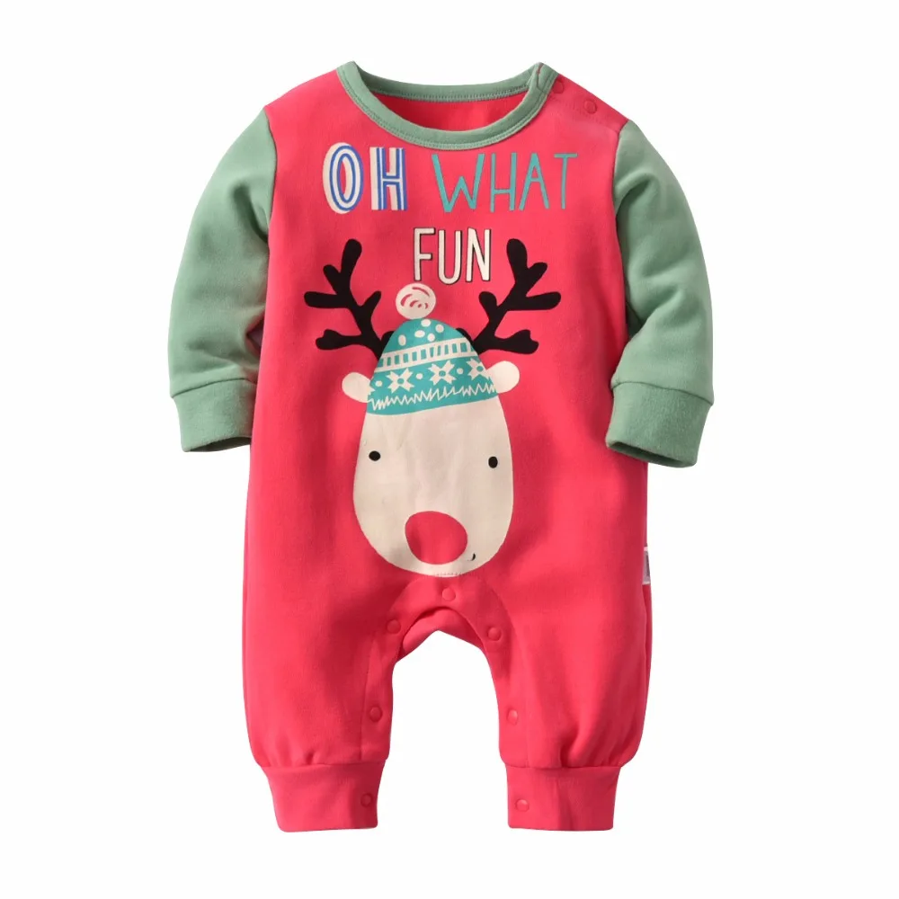 

Baby Girls Boys Christmas Deer Clothing Cotton Newborn Child Rompers Long-Sleeved Thickening For 0-24 Months