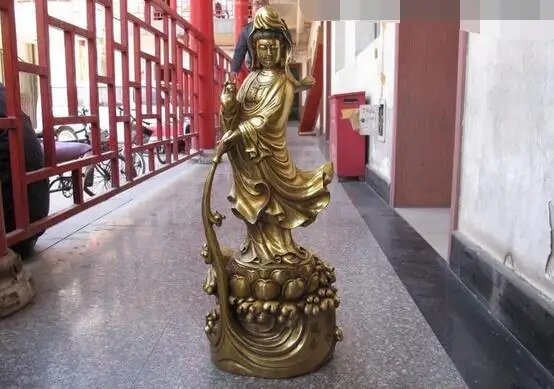 

Tibet Buddhist Temple bronze Gilt Dripping Kwan-yin Bodhisattva buddha Statue