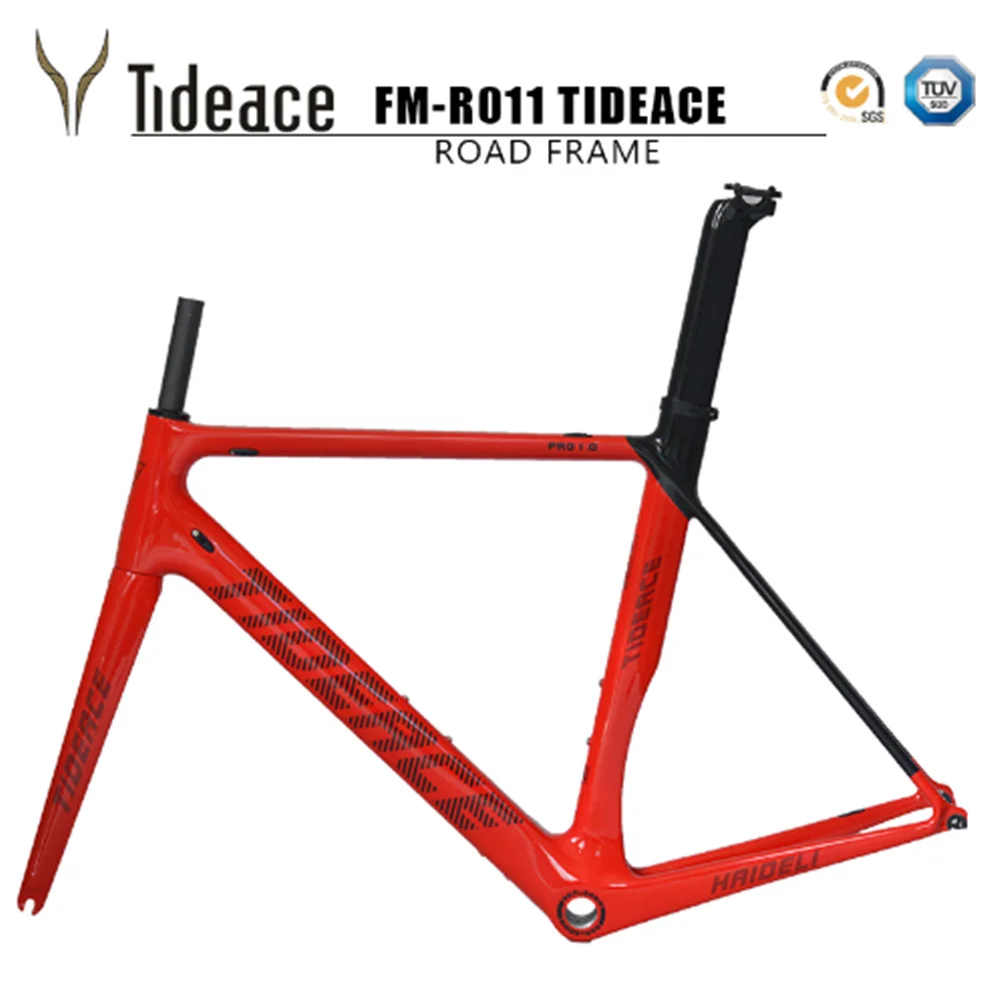 Flash Deal 2018 Tideace carbon fiber bicycle frame Di2&Mechanical racing bike carbon road frame+fork+seatpost+headset for carbon road bike 0