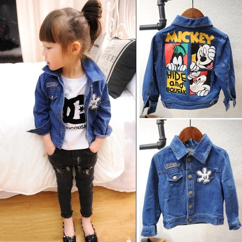 

Jargazol Girls Jackets 2018 Autumn Denim Kids Boy Coat Long Sleeve Outwear Cartoon Mickey Printed Baby Boy Jean Clothes Tops