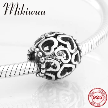 

925 Sterling Silver Valentine's Day Gift hollow out hearts Beads jewelry making Fit Original Pandora Charm women Bracelets