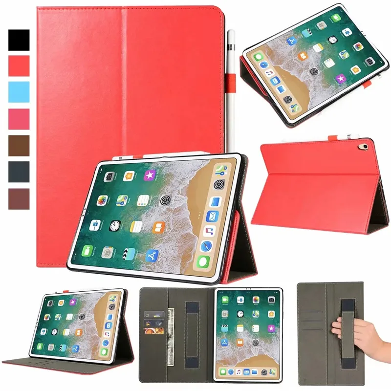 

For iPad Pro 12.9 Case 2018 Leather Case Multi Function Cover Card Slots Wrist Strap Funda Flip Folio Case For iPad Pro 12.9