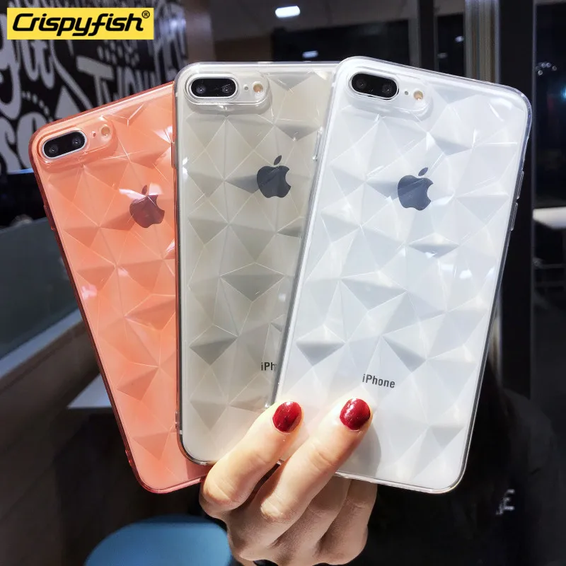 Crispyfish Роскошный Блестящий Бриллиант чехол для телефона для iPhone 6 6s 7 8 plus X Xs XR Xs Max Прозрачный Мягкий ТПУ силиконовый чехол