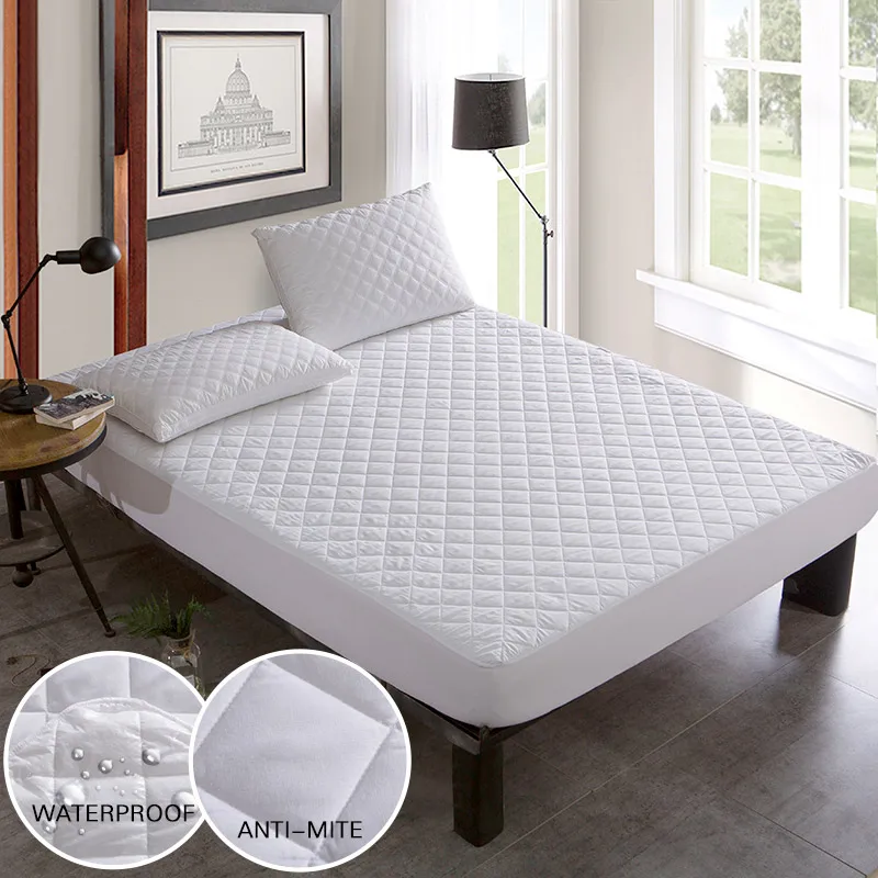Preise Bett Abdeckung Gebürstet Stoff Stepp Matratze Protector Wasserdicht Matratze Topper für Bett Anti milbe Matratze Abdeckung copri rete letto