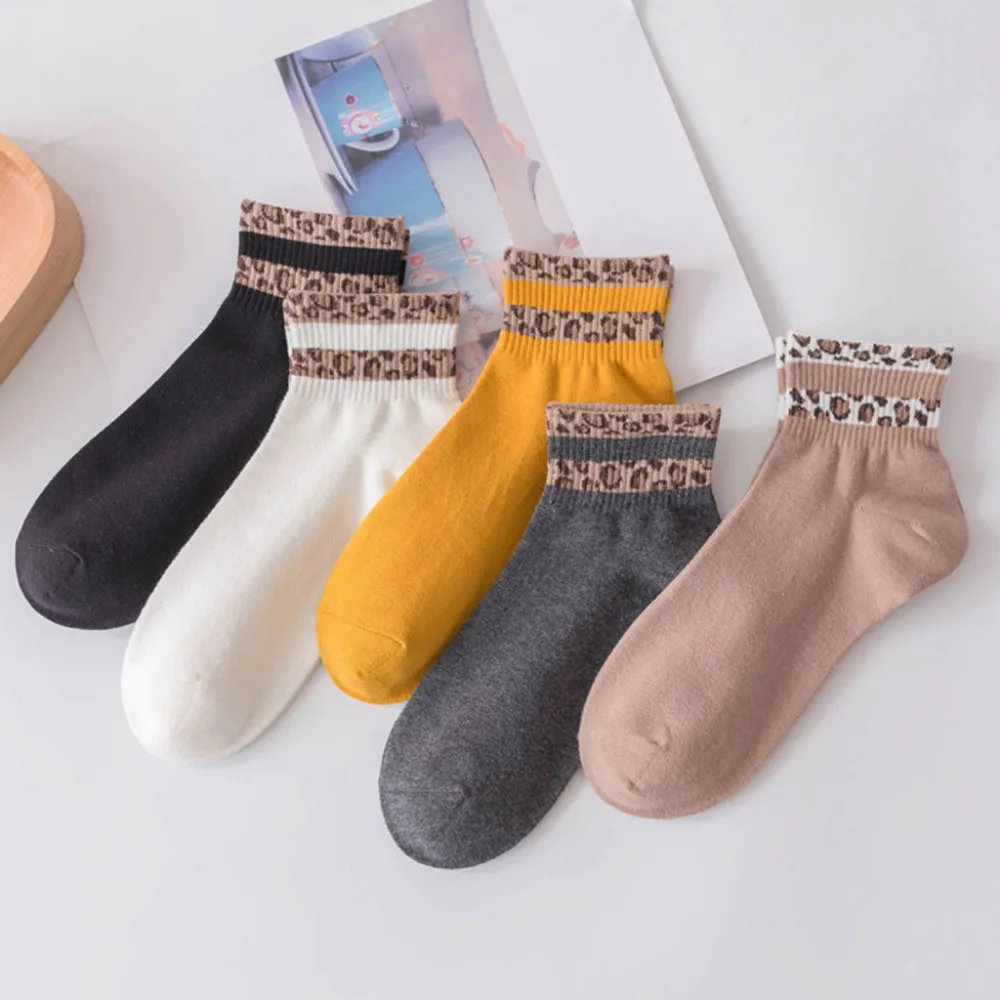 Новые весенние женские носки с леопардовым принтом Модные женские ножные носки