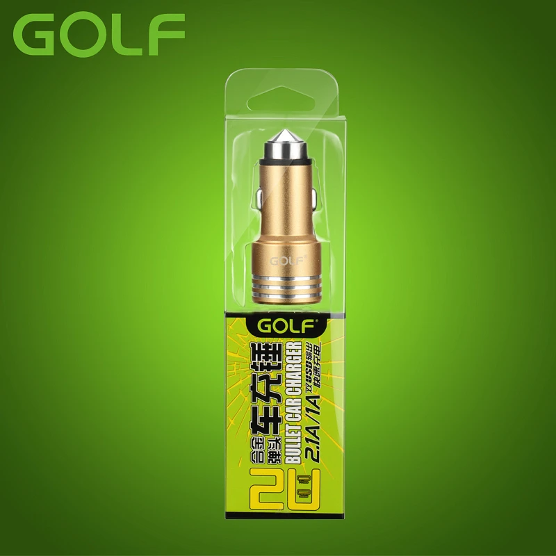 GOLF Metal Safety Hammer Smart Auto Автомобильное зарядное устройство для iPhone 5/6/7 Android мобильный