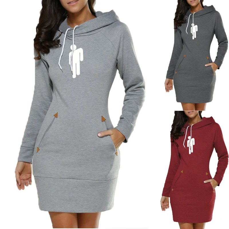 

2019 new women hoodie dress casual hooded long cotton warm pullover
