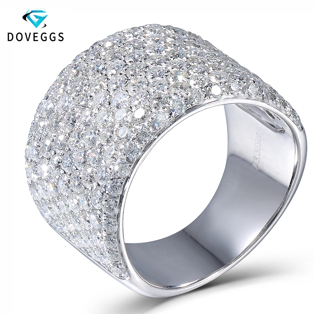 

DovEgggs Genuine 14K 585 White Gold 3-4CTW Moissanite Diamond Engagement Wedding Band Unisex Wedding Band Fine Jewelry