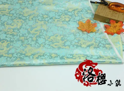Китайский костюм Хана одежда для малышей кукольная одежда в стиле кимоно COS Дамасская жаккардовая парча ткань дракон серия - Цвет: Gold dragon water bl