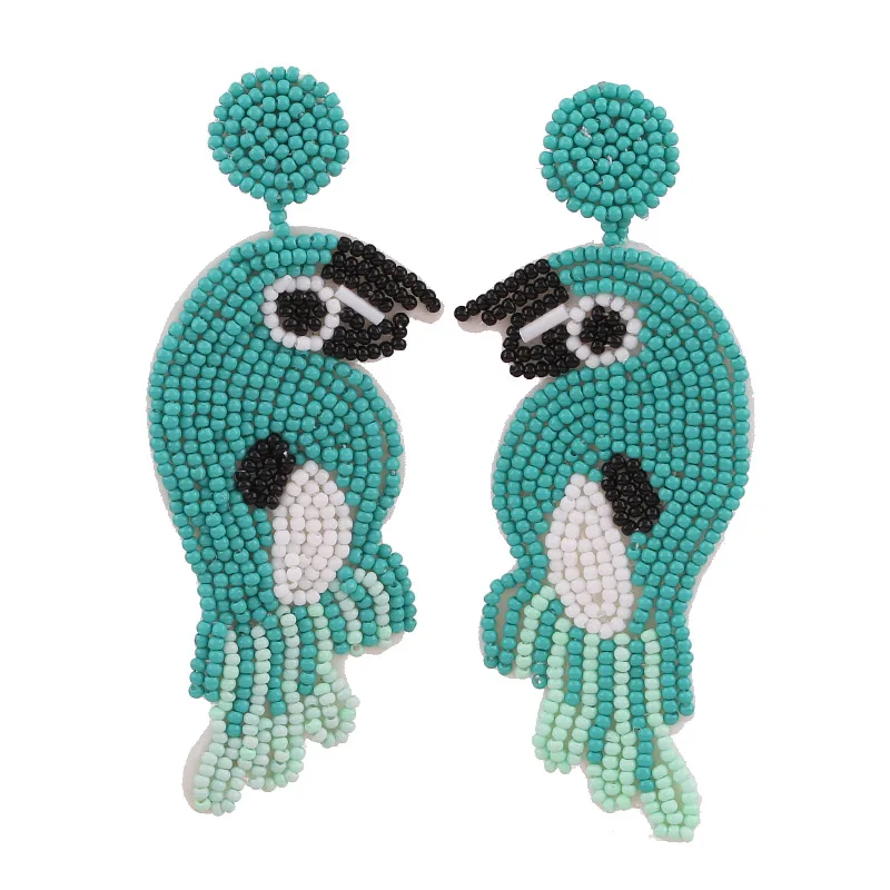  Luxury Bohemian Glass Crystal Birds Tassel Earrings Party Wedding Jewelry Women Shiny Parrot Statement Earring Gifts (1)