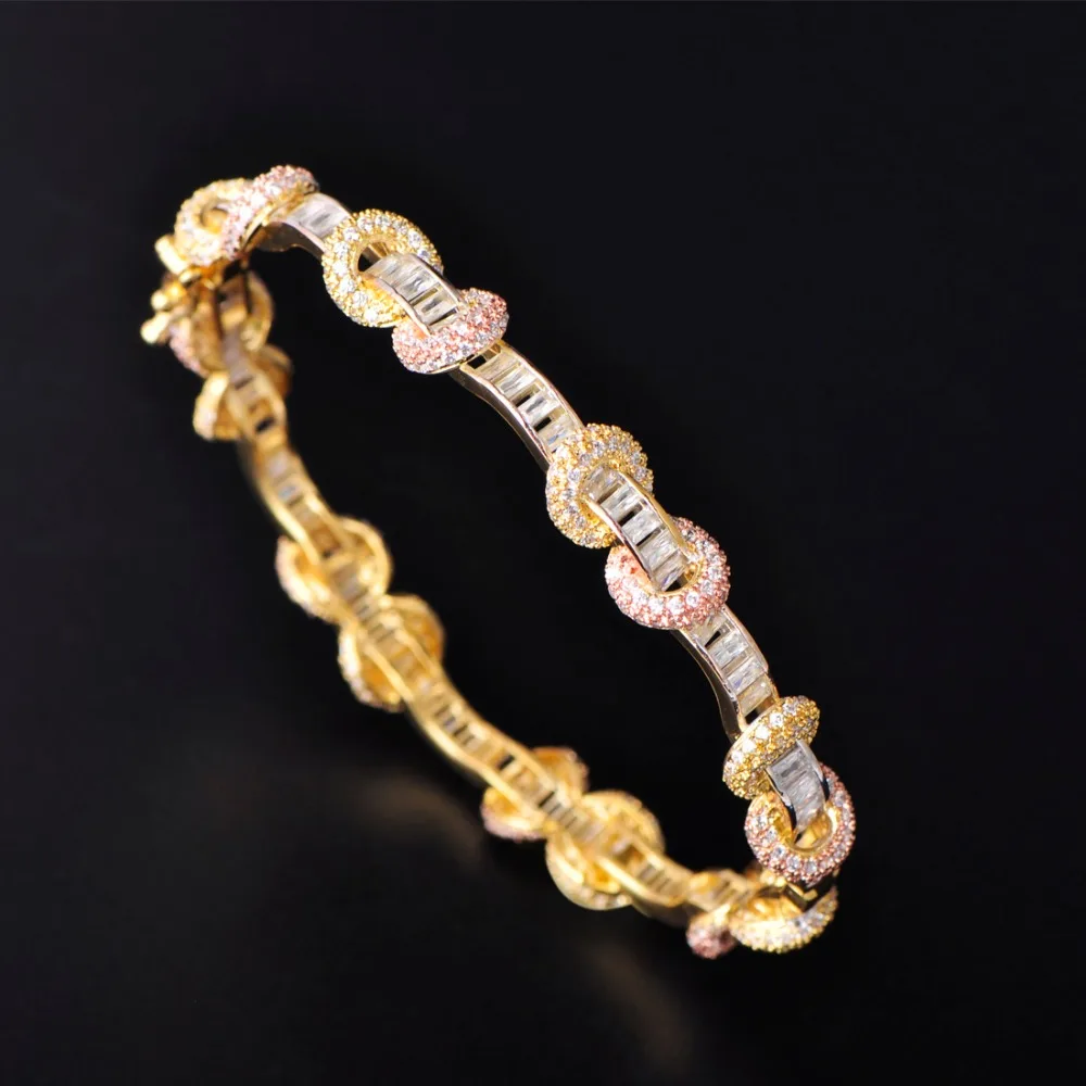 

Blucome Exquisite Bright Jewelry Shiny Circle CZ Zircon Copper Bangle Ring Sets Women's Engagement Party Concert Best Gifts Sets