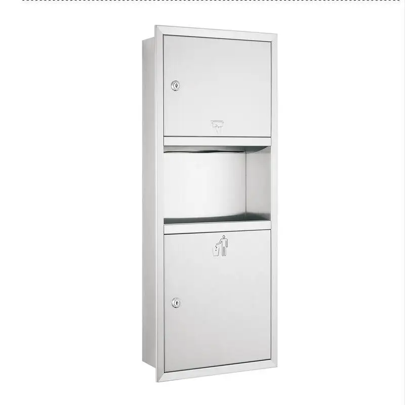 

In-wall style paper holder and garbage hidden together 304SS material hotel products public sanitary products