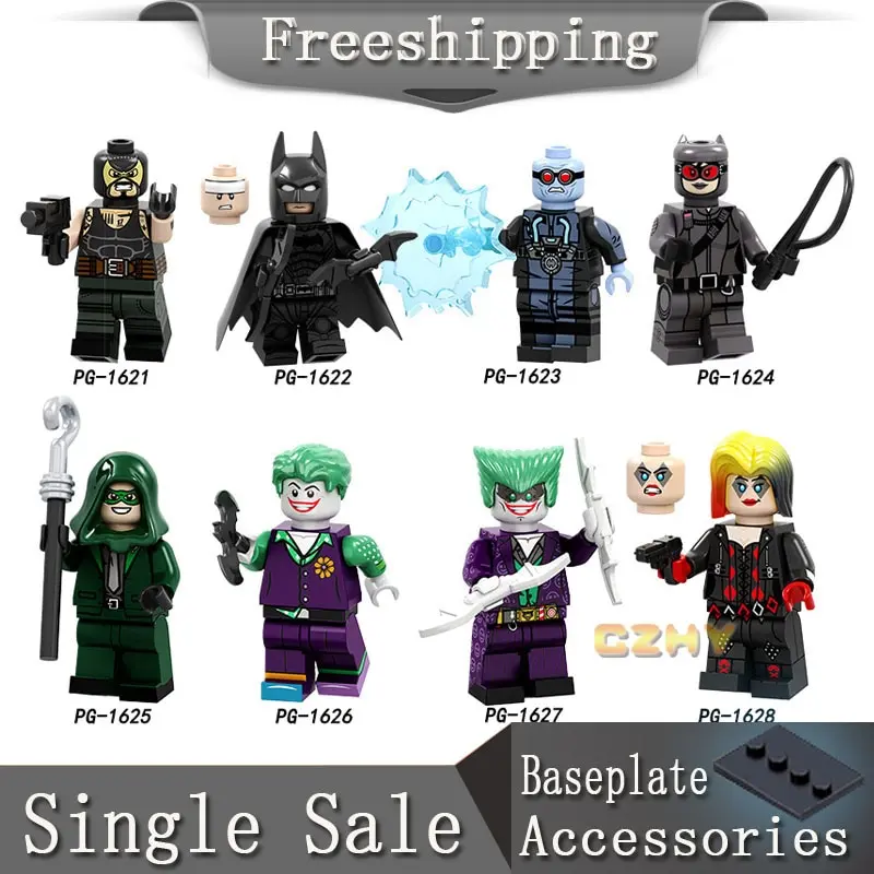 

Marvel Super Heroes Figures Bane Batmans Mister Freeze Catwoman Riddle Joker Clown Girl Building Blocks Toys PG8186
