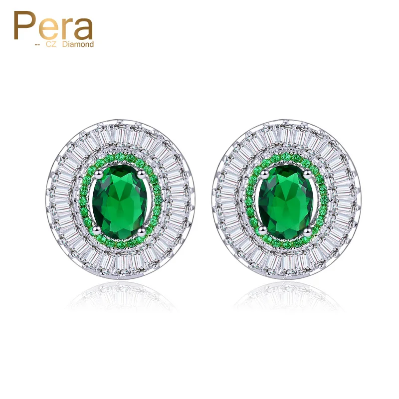 Pera, модные, известный бренд, круглый дизайн, серебряный цвет, женские вечерние серьги с зеленым и белым кристаллом, большие серьги-гвоздики в подарок, E275