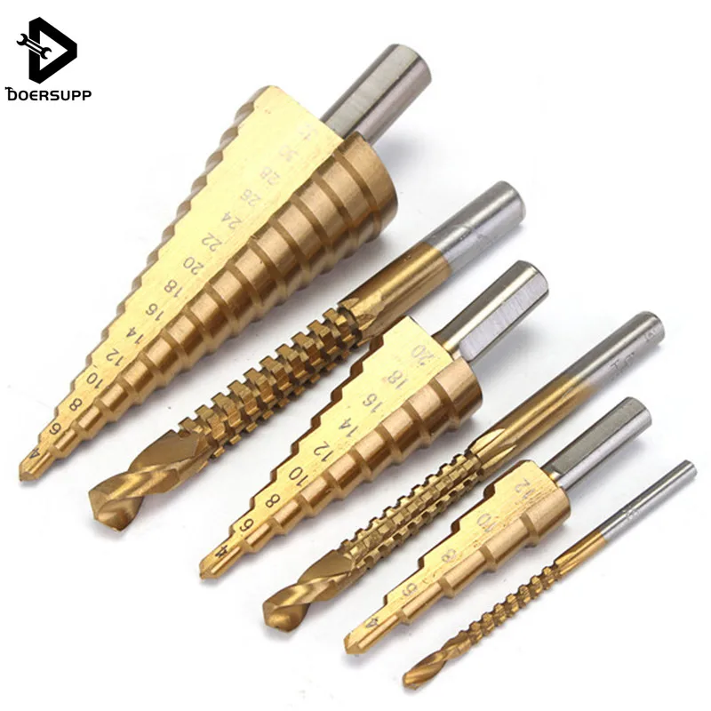 Buy 6pcs Set Steel Titanium Nitride Coated Step Drill
