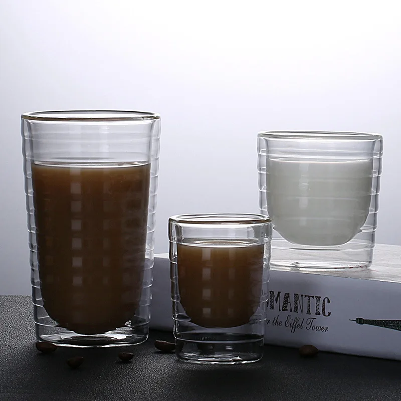 

1pcs Caneca Hand Blown Double Wall Whey Protein Canecas Nespresso Coffee Mug Espresso Coffee Cup Thermal Glass x