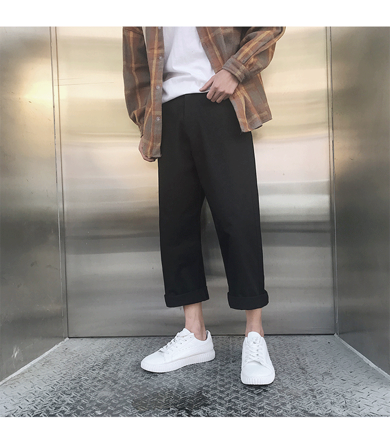 2018 в начале осени новые Для мужчин; корейский стиль моды прилив Харен широкие брюки прямые брюки свободные Повседневное однотонные штаны