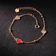 Романтичный эмалированный браслет в форме сердца, универсальные цепочки на запястье, застежка-лобстер для женщин, модные ювелирные изделия, Прямая поставка, аксессуары