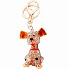 Zinc Alloy Rhinestone Big Ears Dog Keychain Fashion Women Car Crystal Key Chains Men Keyring Key Holder Personalized Gift R158