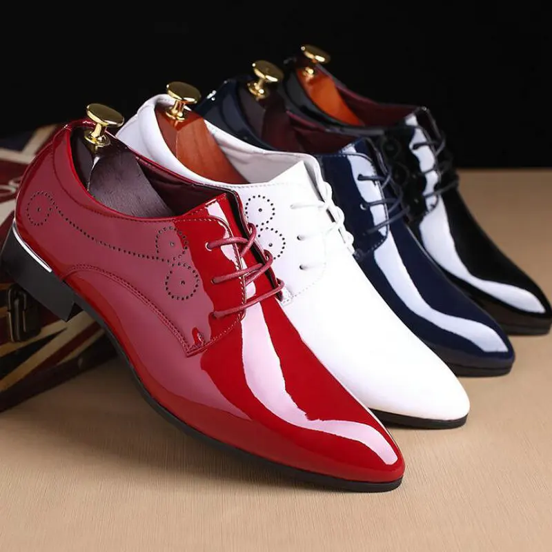 

Designer Men carving Dress Pointy Shoes Oxford Formal Business Wedding Patent leather Shoes Big size 47.48 AA-44