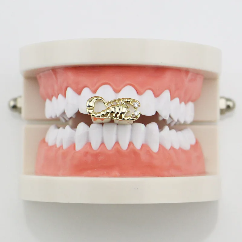 Factory Price Hip Hop Teeth Grills Gold Tooth Grills Dental Scorpion Animal Teeth Caps Mouth Body Jewelry Vampire Gift (16)