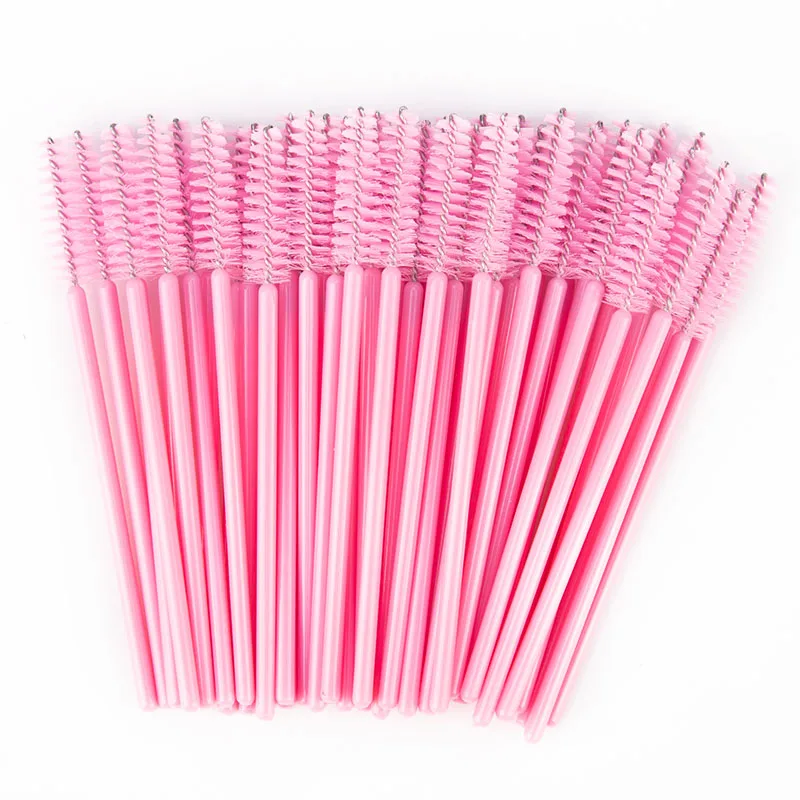 Одноразовая щетка для ресниц, 50 шт., кисти для макияжа, палочки для туши, аппликаторы для ресниц, косметическая щетка, расческа, инструмент для макияжа - Цвет: All Pink