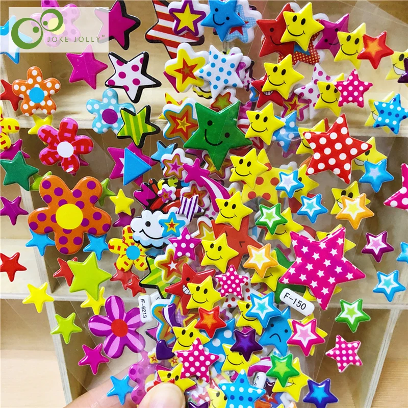

10 Sheets 3D Puffy Stickers Star Boys Girls Gift Toys for Children Teacher's Reward Supplies Kids Early Learning Toys GYH