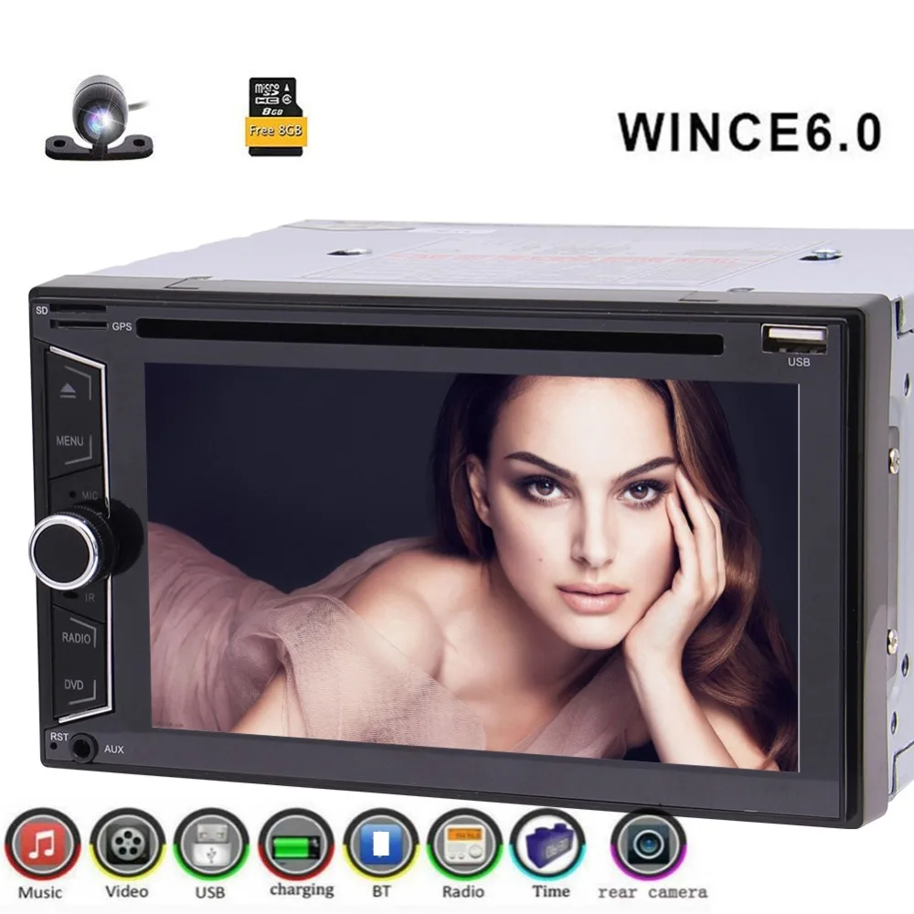 Best DVD Player Support FM/AM/RDS Radio/GPS/USB/SD/1080P Video/Bluetooth/Colorful Button/AUX-in/Steering wheel Control/Rear view 0