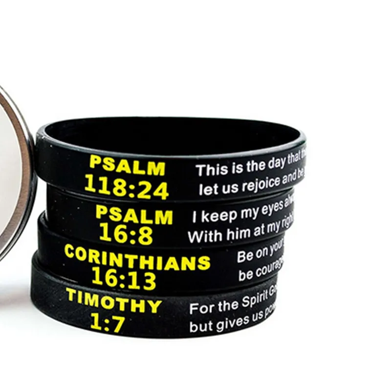 1PCS Jesus Christian bible VERSE PSALM TIMOTHY CORINTHIANS silicone rubber bracelet wristband