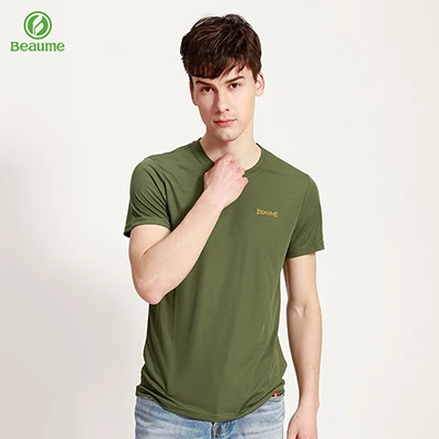 GN079 Dark tea green Beaume Мужская Удобная дышащая быстросохнущая футболка с короткими рукавами и круглым вырезом feat72125 - Цвет: GN079 Dark tea green