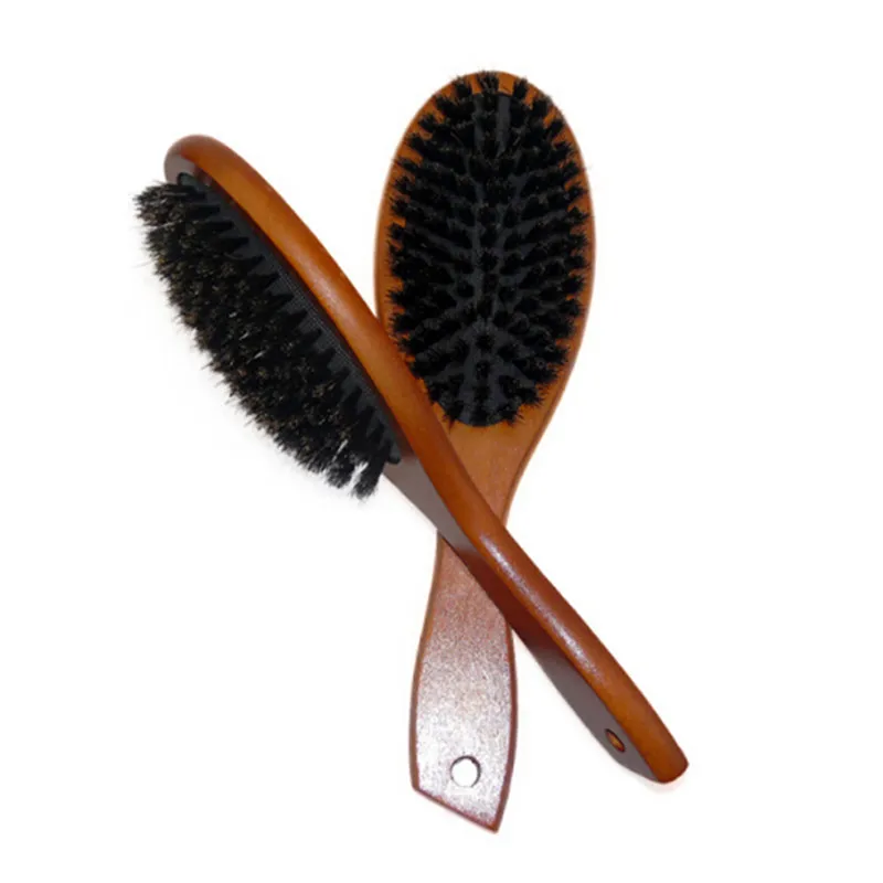Натуральная щетина кабана, расческа, массажная расческа, Антистатическая щетка для волос, щетка для волос, деревянная ручка, щетка для волос, инструмент для укладки