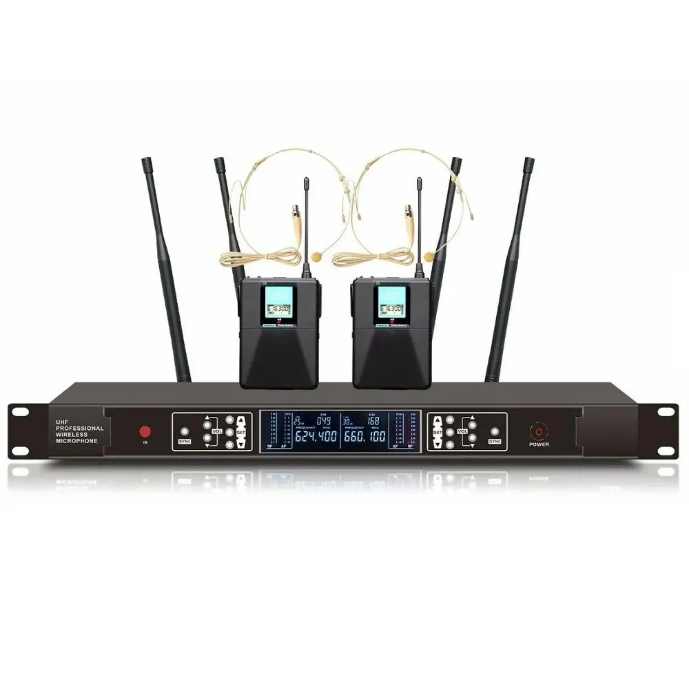 Bolymic UHF двойной професисональный беспроводной микрофон гарнитура микрофон для головы система для школьной церкви вечерние театры караоке