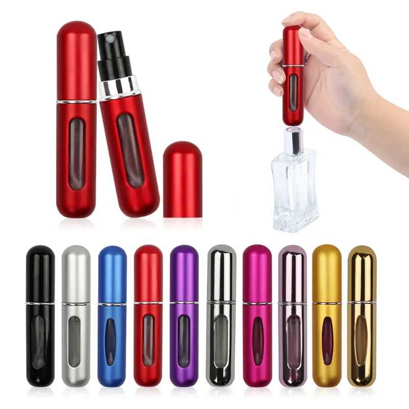 

10 Color Travel Perfume Atomizer Bottles Scent Pump Spray Aluminum Refillable Mini Parfum Airless Pump Cosmetic Container