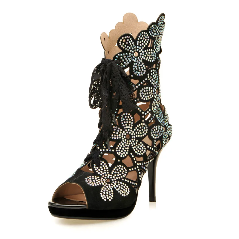 blue Fleur Style Conception Nouvelles Couverture Femme Gladiateur Stylesowner Hauts Longues Black Talons Rome 2018 Sandales Top High Bonne Avec qwaU76F